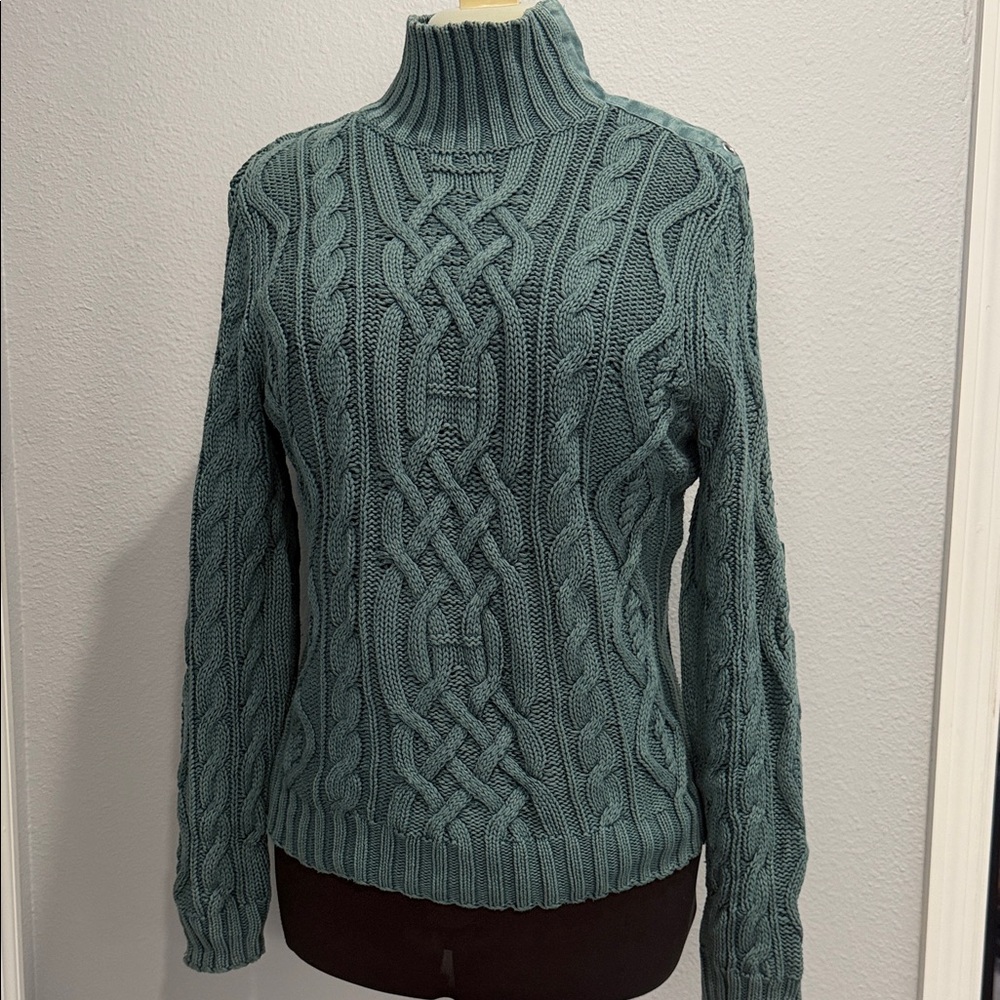 Ruff Hewn Women's Cable Knit Turtleneck Sweater - Teal